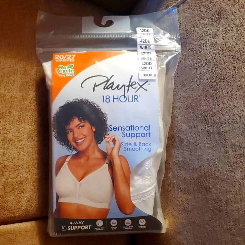 Playtex 18 Hour Sensational Support Wireless Bra 20/27 White 42DD